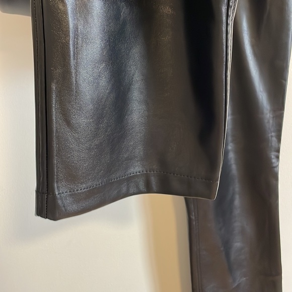 Edgy Joie Vegan Leather Pants Black SM PU Straight Paper Bag Contemporary Chic - Picture 7 of 16